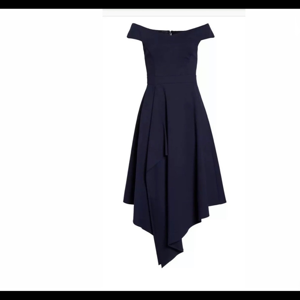 NWT Harlyn Navy  Asymmetrical Off-Shoulder Dress